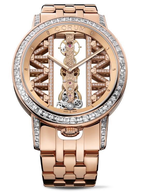 Corum GOLDEN BRIDGE 43 ROSE GOLD BAGUETTE B113/04406 - 113.990.85/V790 GG85R Replica watch